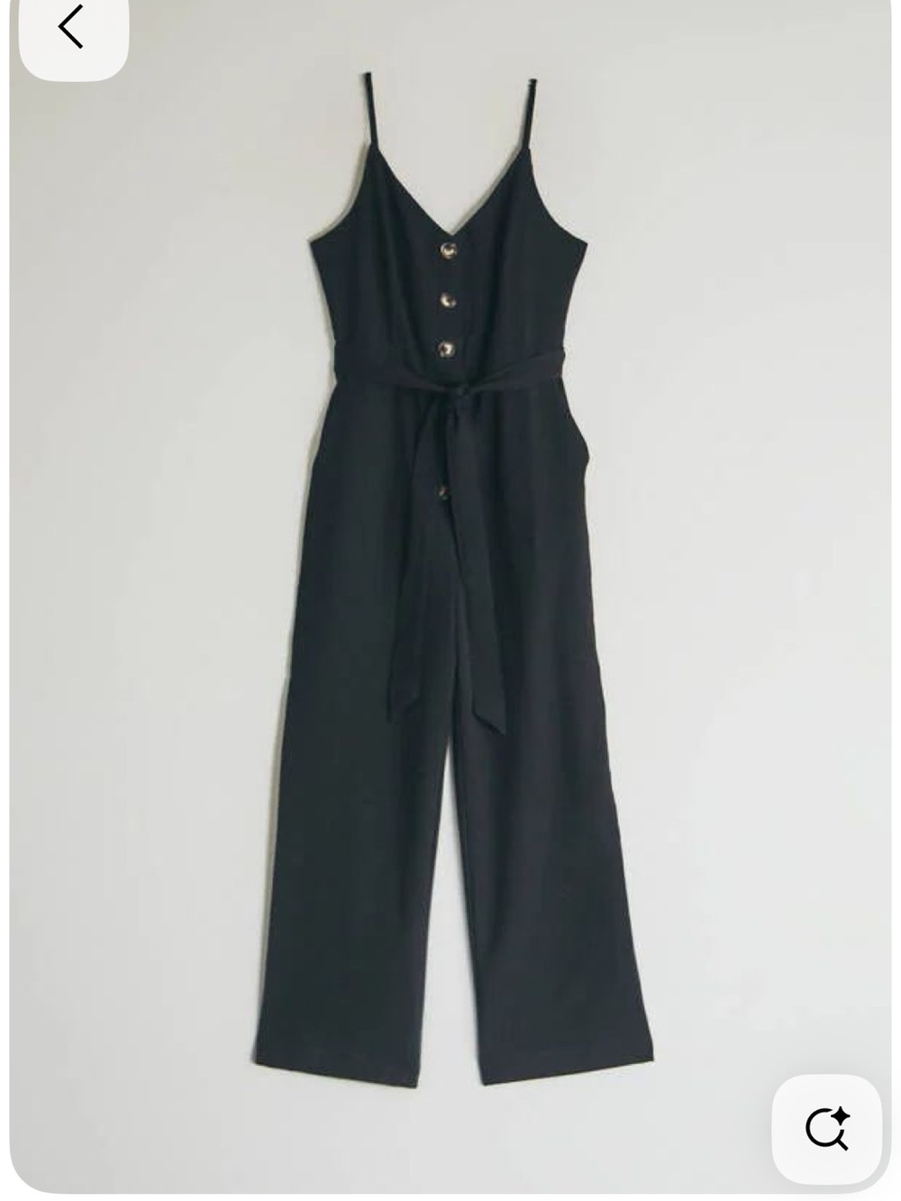 Women's Black Button-Front Wide Leg Jumpsuit